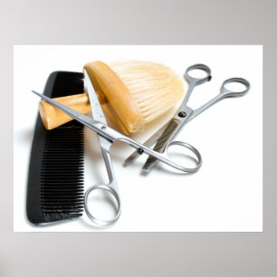 Old hairdresser's tool poster