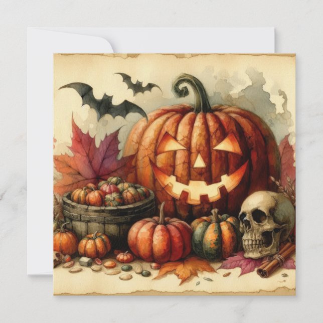 Old Halloween Art Greeting Card (Front)