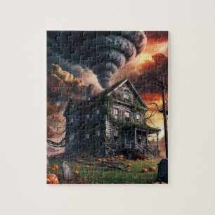 Old Halloween house & tornado Jigsaw Puzzle