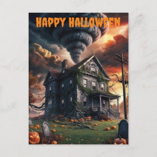 Old Halloween house & tornado  Postcard