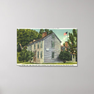 Old Hancock Clark House View, Paul Revere Rode B Canvas Print