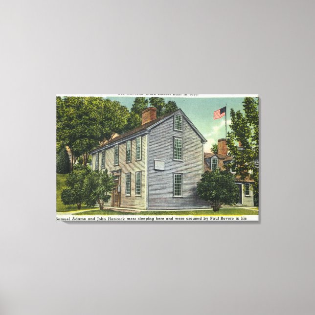 Old Hancock Clark House View, Paul Revere Rode B Canvas Print (Front)