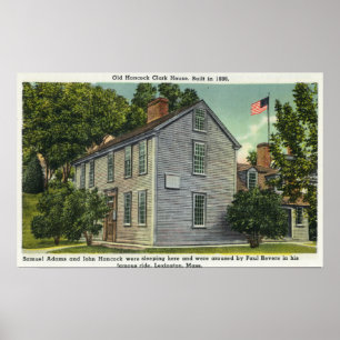Old Hancock Clark House View, Paul Revere Rode B Poster
