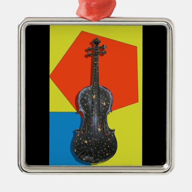 Old hand painted Violin Metal Tree Decoration (Front)