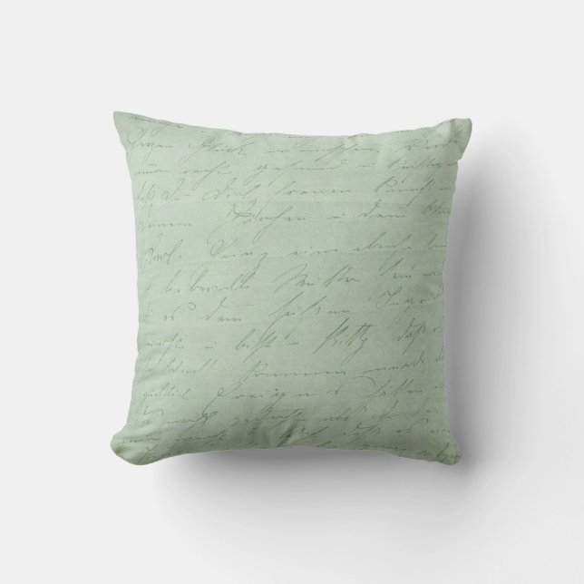 Old handwriting love letters faded antique script cushion (Front)