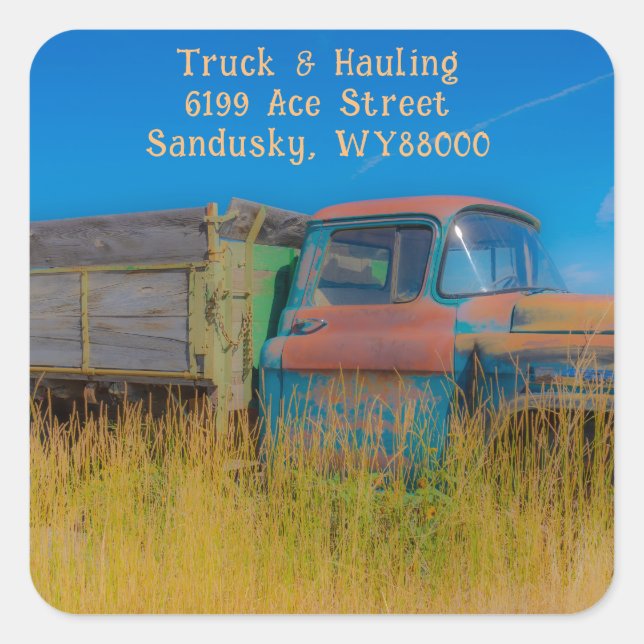 Old hauling truck colours classic loader square sticker (Front)