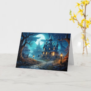 Old Haunted House   Happy Halloween Card