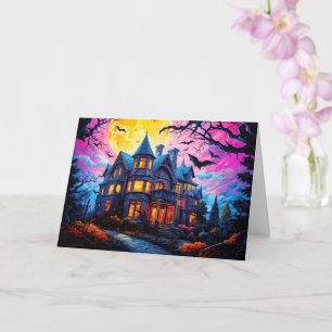 Old Haunted House Happy Halloween Card