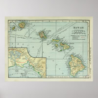Old Hawaii Islands Map (1921) Vintage Hawaiian 
