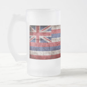 Old Hawaiian Flag; Frosted Glass Beer Mug