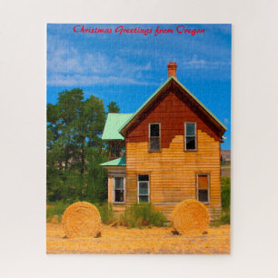 Old Hay House Oregon. Christmas Greetings Jigsaw Puzzle