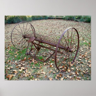 Old hay rake poster