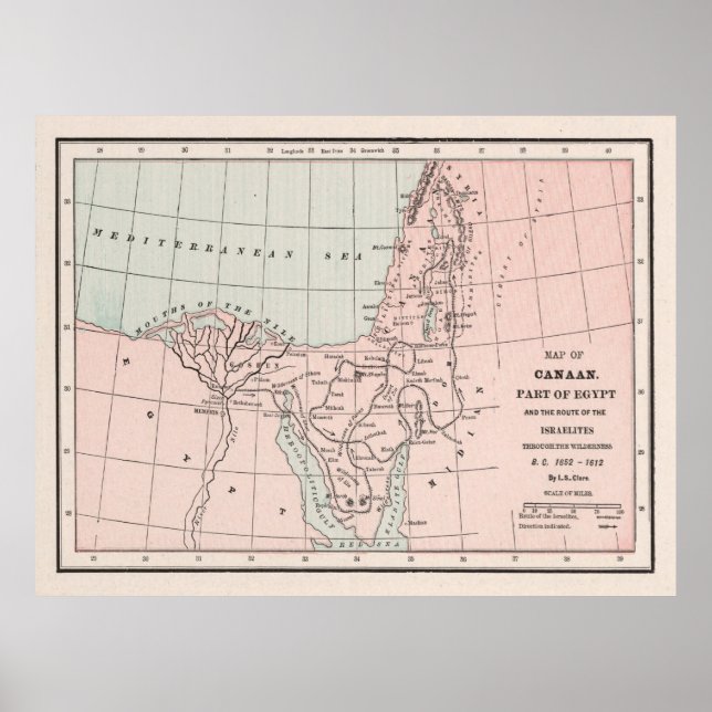Old Hebrew Exodus Out of Egypt Map (1901)  Poster (Front)