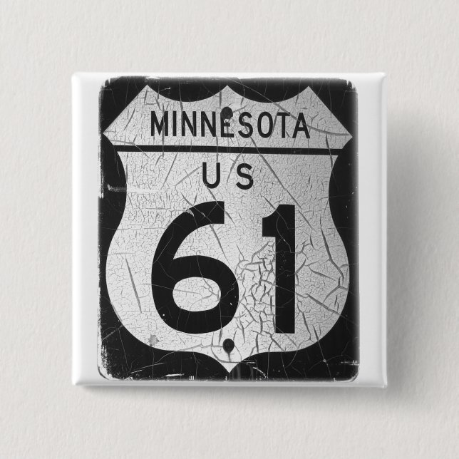 Old Highway 61 sign 15 Cm Square Badge (Front)