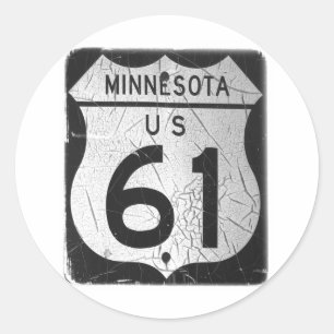 Old Highway 61 sign Classic Round Sticker