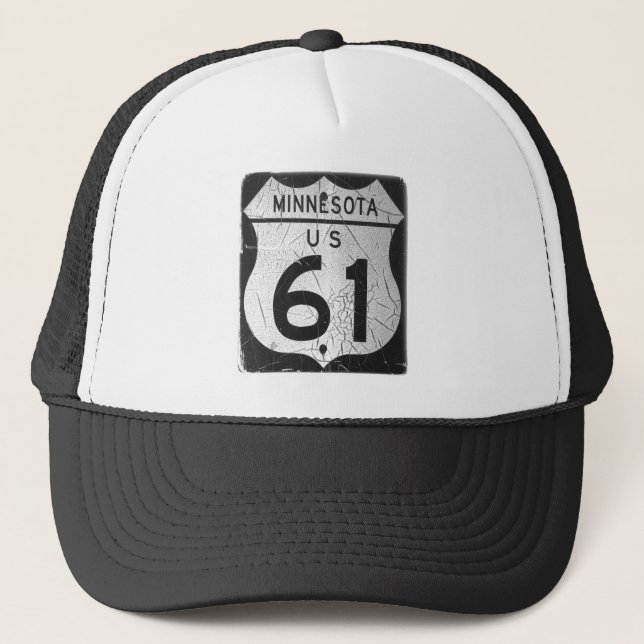 Old Highway 61 sign Trucker Hat (Front)