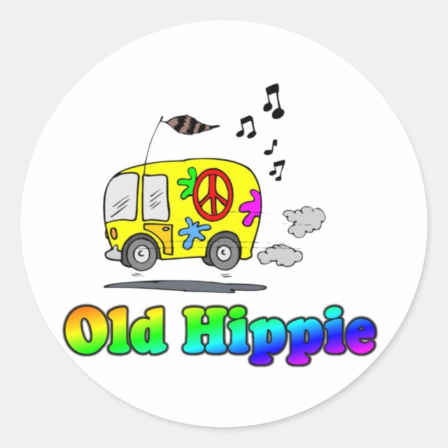 Old Hippie Bus Classic Round Sticker (Front)