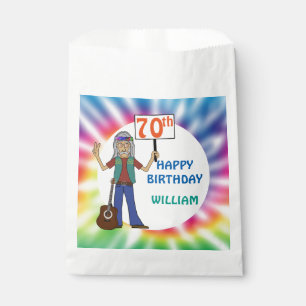 Old Hippie Hippy Tie Dye 70th Birthday Party Favo Favour Bags