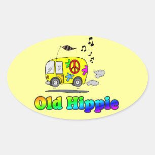 Old Hippie Oval Sticker