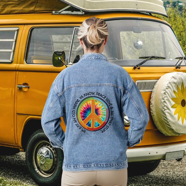 Old Hippie Peace Sign Denim Jacket (Creator Uploaded)