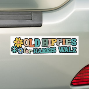 Old Hippies for Harris Walz 2024 Bumper Sticker