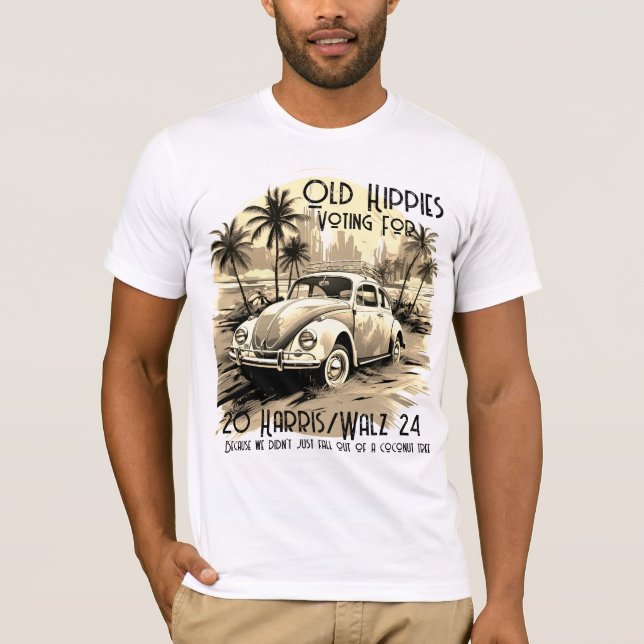 Old Hippies for Harris/Walz  T-Shirt (Front)