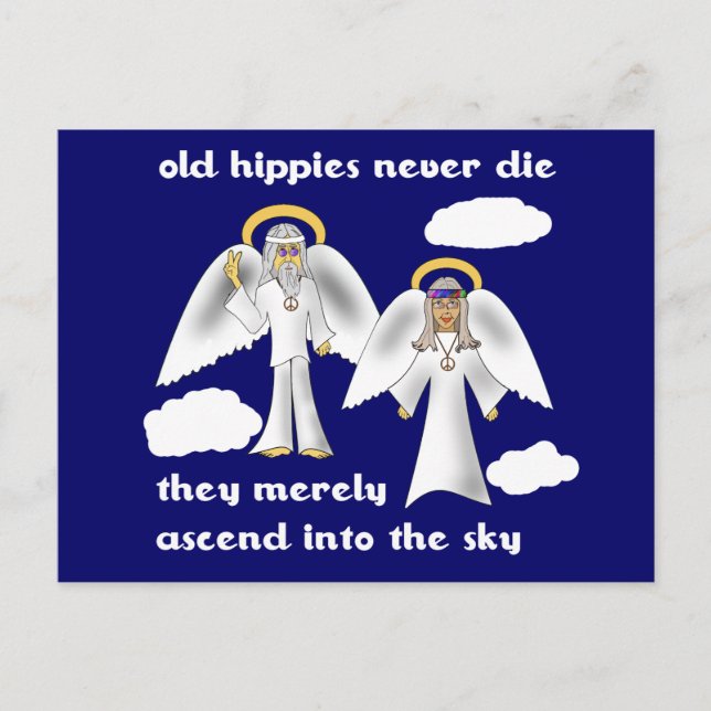 Old Hippies Never Die Postcard (Front)