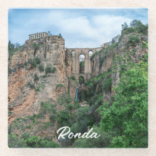 Old historic bridge in Ronda, Spain Glass Coaster