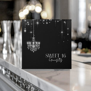 Old Hollywood B & W Chandeliers Sweet 16 ID1108 Guest Book