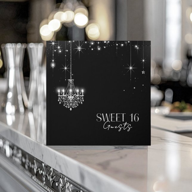 Old Hollywood B & W Chandeliers Sweet 16 ID1108 Guest Book (Creator Uploaded)