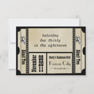 Old Hollywood Broadway Ticket Wedding RSVP Card