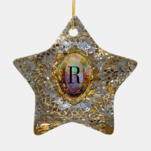Old Hollywood Chic Elegant Monogram Ceramic Tree Decoration