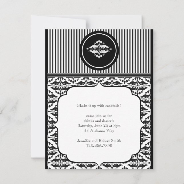 Old Hollywood Damask Party Invitation (Front)