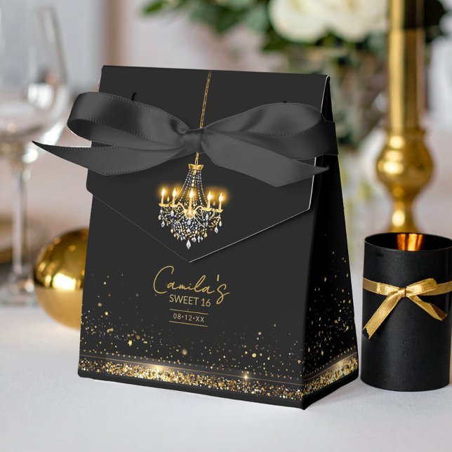 Old Hollywood Glam Chandelier Sweet 16 ID1108 Favour Box (Creator Uploaded)