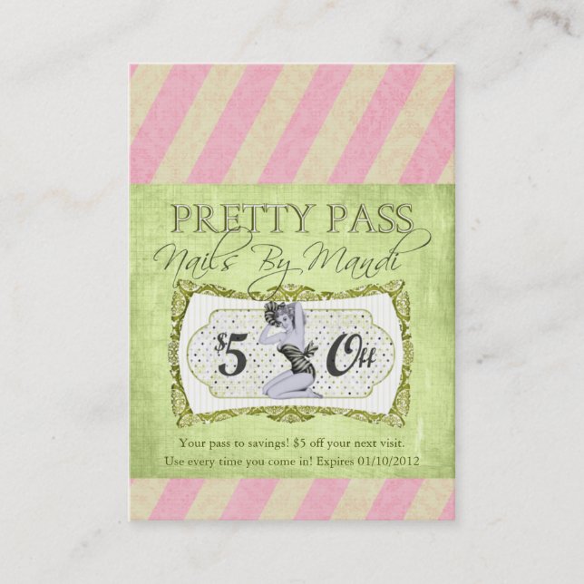 Old Hollywood Pretty Pass Business Cards (Front)
