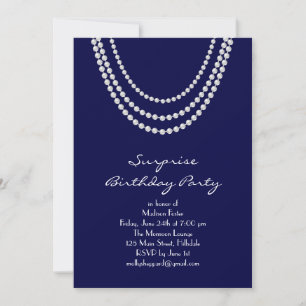 Old Hollywood Surprise Birthday Party Invite blue