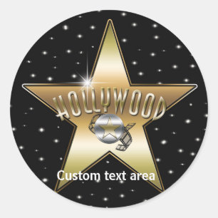 Old Hollywood Typography Gold Star Party Sticker