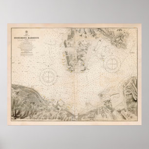 Old Hong Kong Harbour Map (1912)  Poster