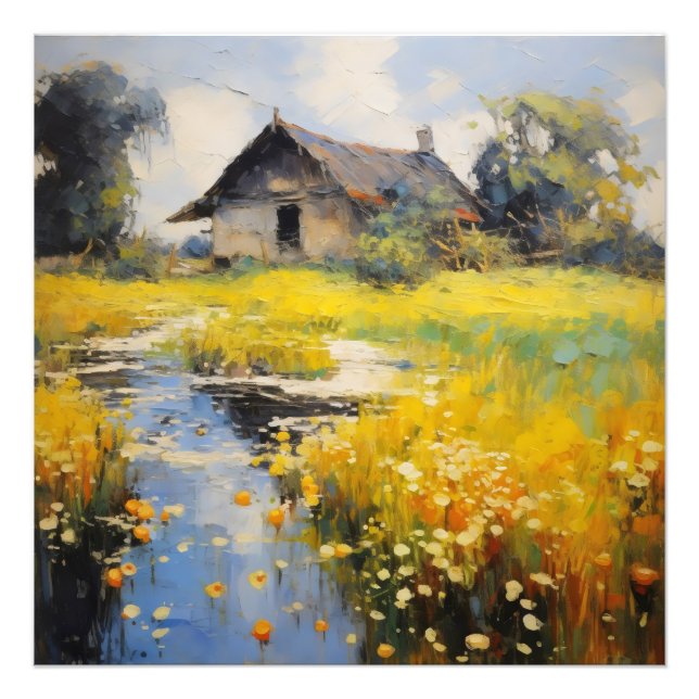Old House Countryside Impressionism Photo Print (Front)