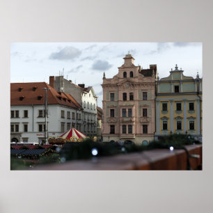 Old Houses By Christmas Market Poster