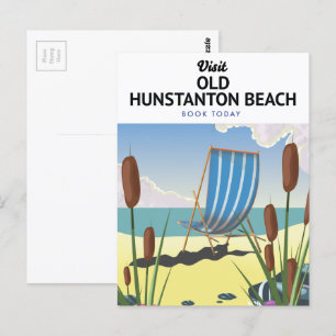 Old Hunstanton beach travel poster Postcard