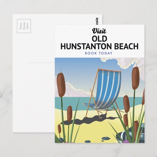 Old Hunstanton beach travel poster Postcard (Front/Back)