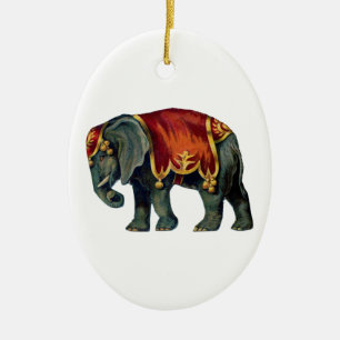 Old iIustração of circus elephant Ceramic Tree Decoration