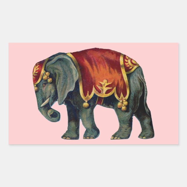 Old iIustração of circus elephant Rectangular Sticker (Front)