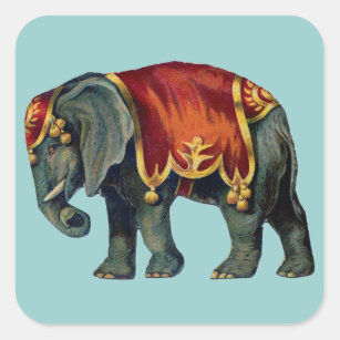 Old iIustração of circus elephant Square Sticker