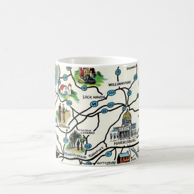 Old Illustrated Pennsylvania Map Mug (Center)