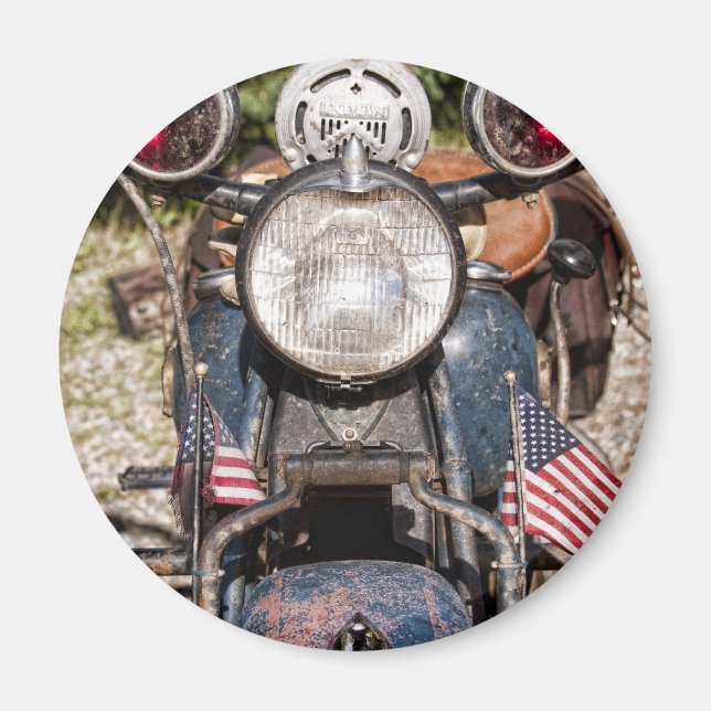 old Indian Police Motorcycle Magnet (Front)