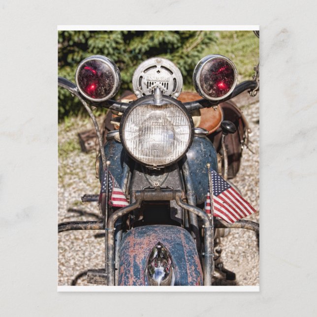 old Indian Police Motorcycle Postcard (Front)