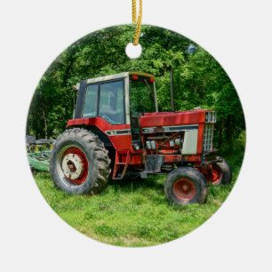 Old International Tractor Ceramic Tree Decoration