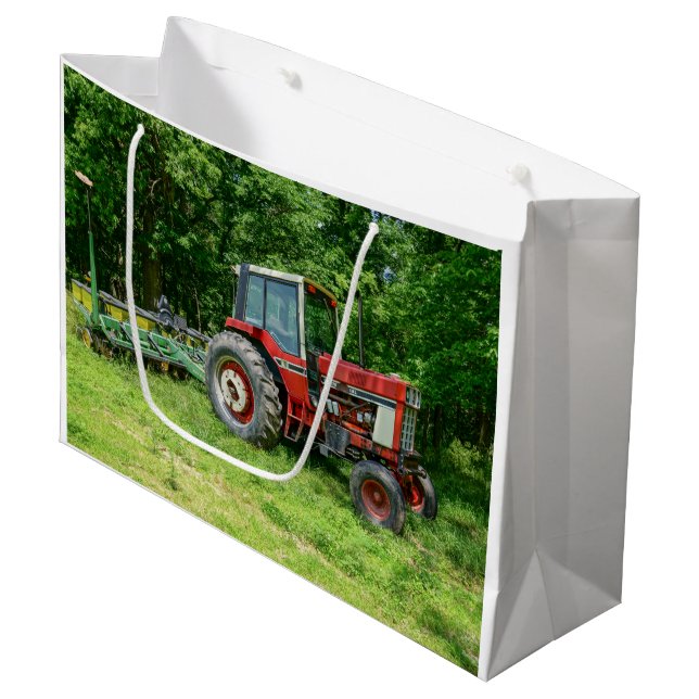 Old International Tractor Large Gift Bag (Front Angled)